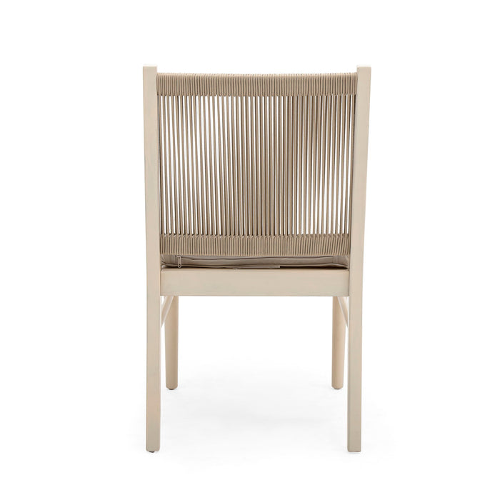 Cordoba - Dining Chair (Set of 2) With Acacia Wood Frame And Water Repellent Fabric - Beige / Yellow