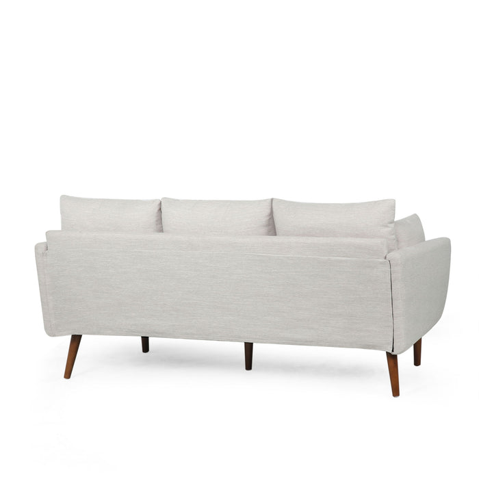 Diaphanous - Upholstered 3 Seater Sofa With 2 Accent Pillows And Wood Legs