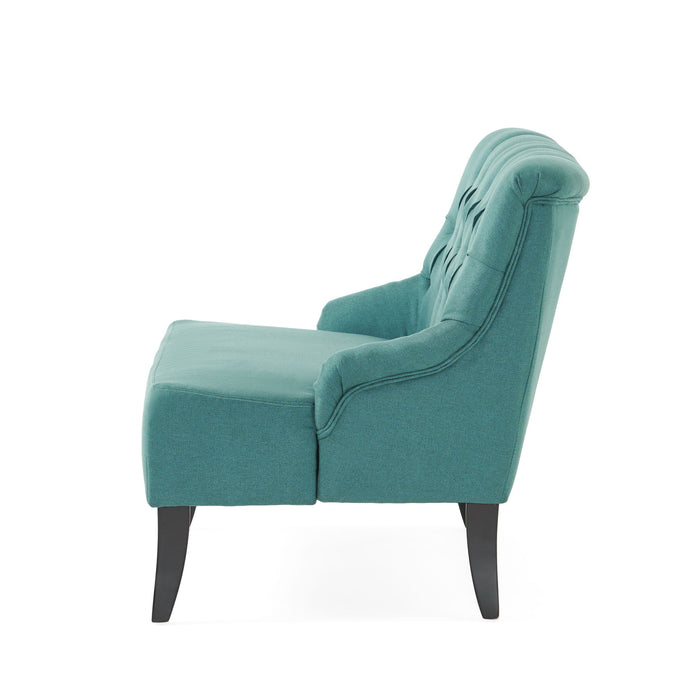 Nicole - French Style Upholstered Loveseat With Tufted Backrest - Teal