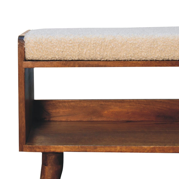 Solid Wood Bench With Upholstered Sea
