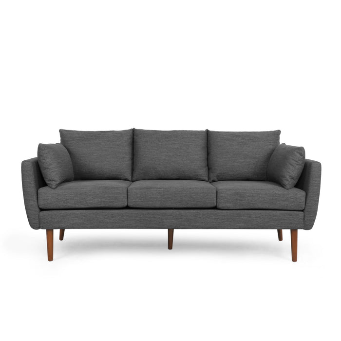 Diaphanous - Upholstered 3 Seater Sofa With 2 Accent Pillows And Wood Legs