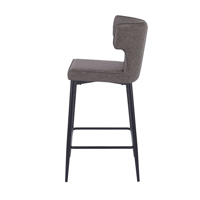 Modern Bar Stools With Upholstery And Metal Footrest (Set of 2)