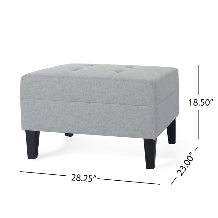 Classic Ottoman With Birch Wood Legs And Fabric Upholstery