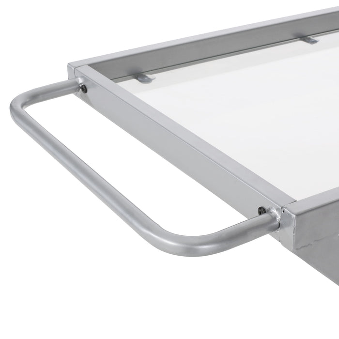 Modern Z Shaped Bar Cart With Tempered Glass Shelves - Silver