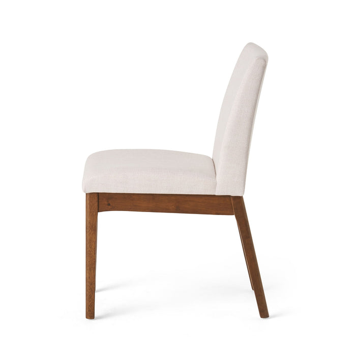 5 Piece Dining Set With Table And Upholstered Chairs - Light Beige / Walnut