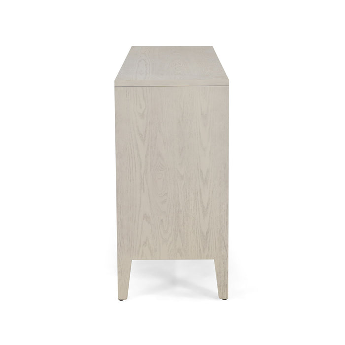 Mid Century Modern Wood Sideboard With Adjustable Shelves And Storage Cabinet - White Washed