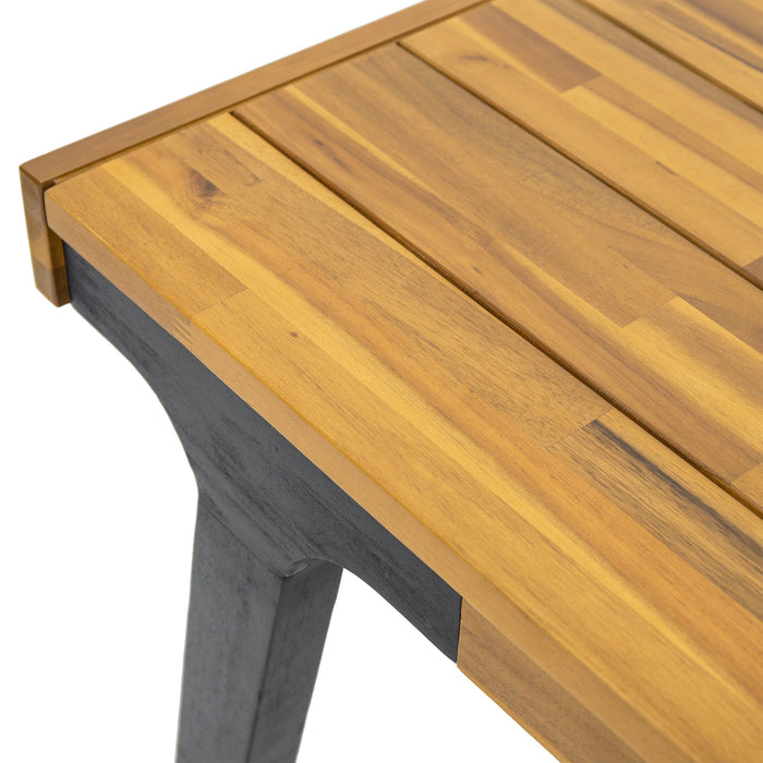 Acacia Wood Patio Dining Table, 69"L Rectangle Outdoor Table - Teak / Black
