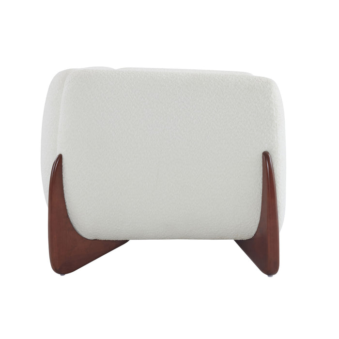 Contemporary Boucle Sherpa Sofa With Birch Wood Legs