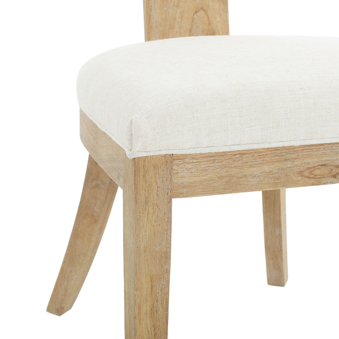 Contemporary Fabric Upholstered Side Dining Chairs Set With Curved Back