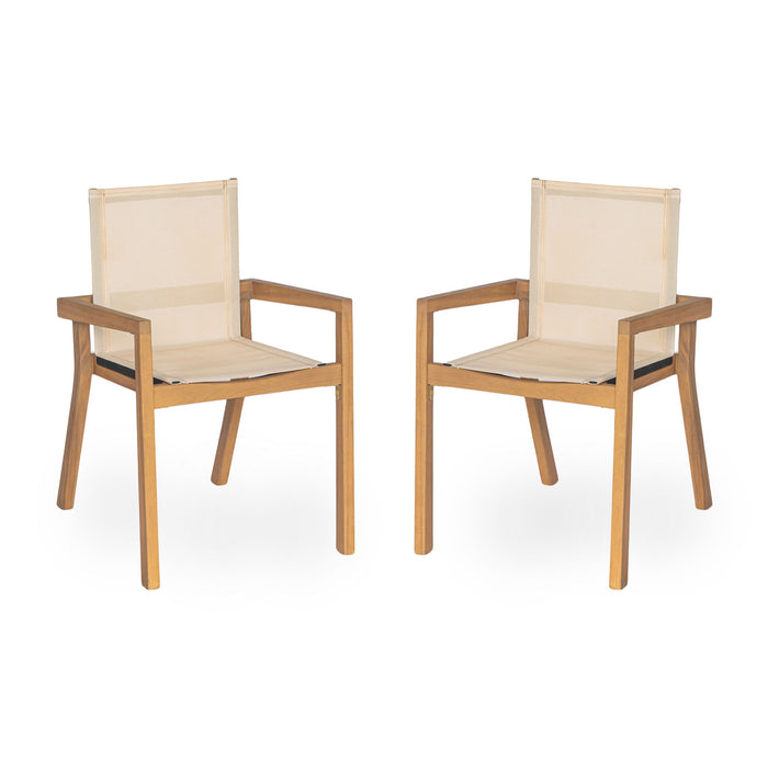 Belfast - Dining Chair With Acacia Wood Frame And Mesh Seating (Set of 2)