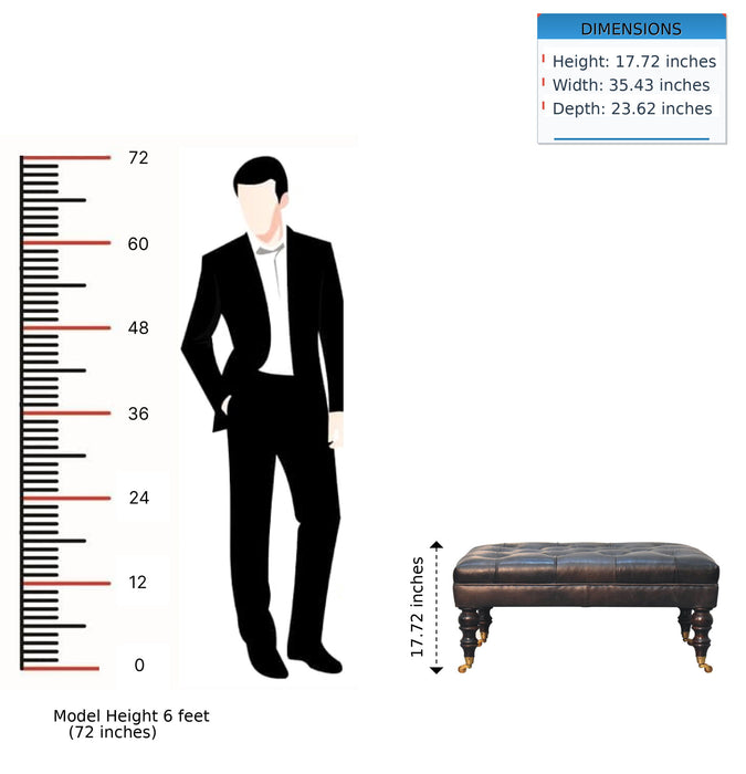 Buffalo - Leather Ottoman With Castor Legs