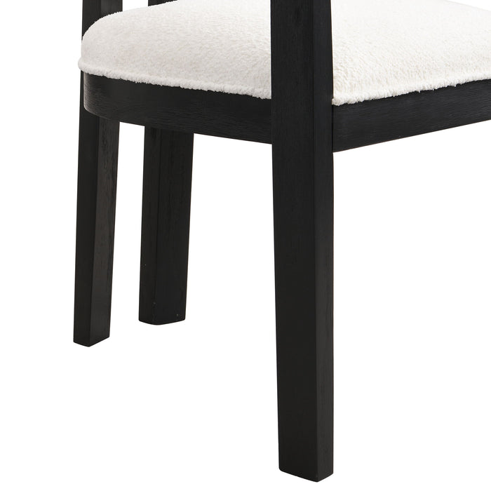 Modern Boucle Fabric Dining Chair With Armrest
