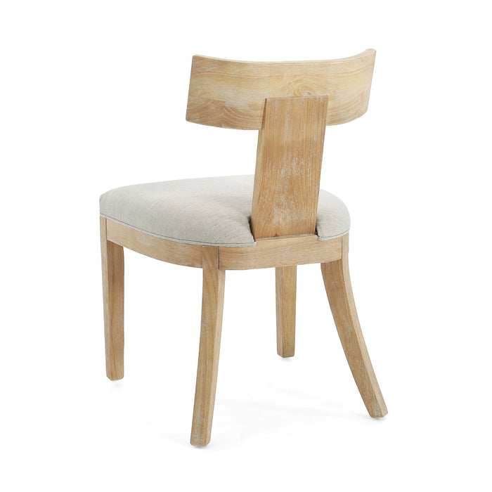 Contemporary Fabric Upholstered Side Dining Chairs Set With Curved Back