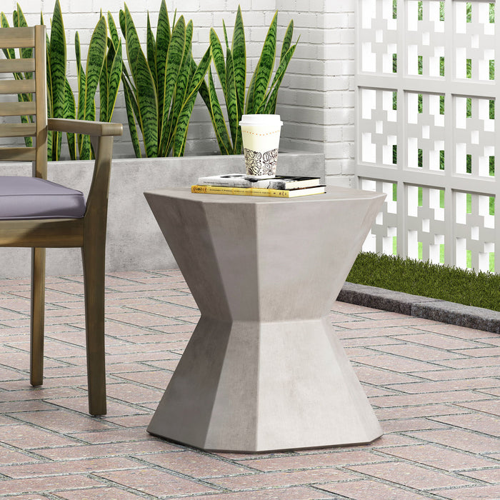 Outdoor, Lightweight Concrete Side Table - Natural