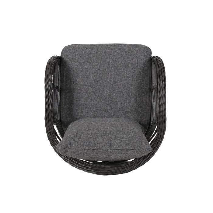 Outdoor Accent Chair With Aluminum Frame And Rattan Seating