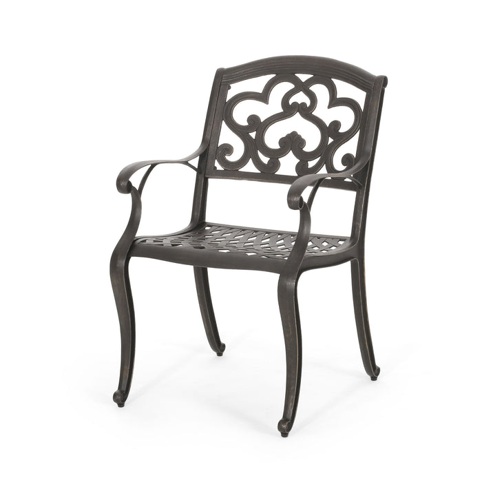 Cast Aluminum Dining Chair With Hand Crafted Details - Copper