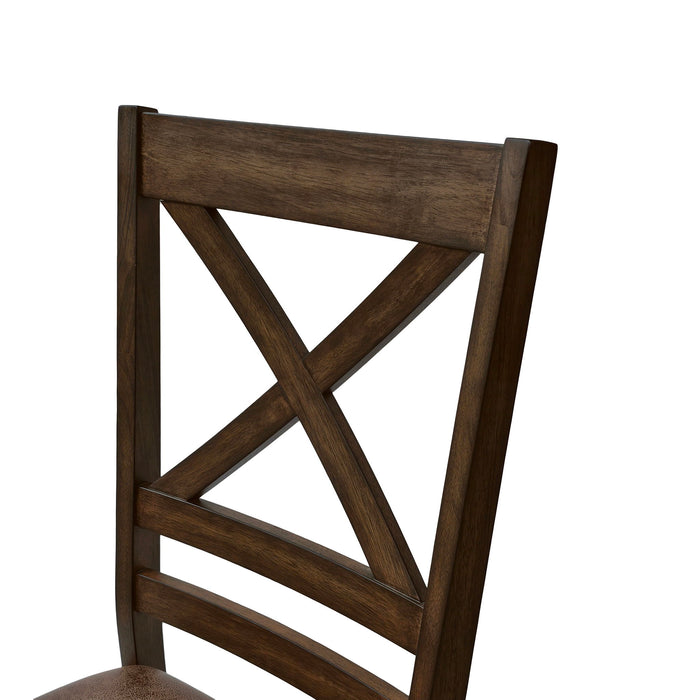 Country Style Dining Chairs (Set of 2) With Cross Back Design - Brown