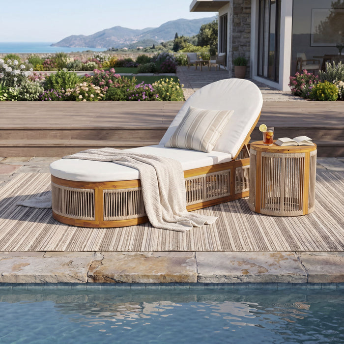 Chaise Lounge Set With Side Table