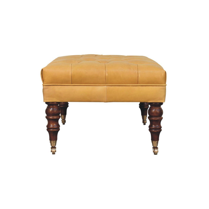 Buffalo - Leather Ottoman With Castor Legs