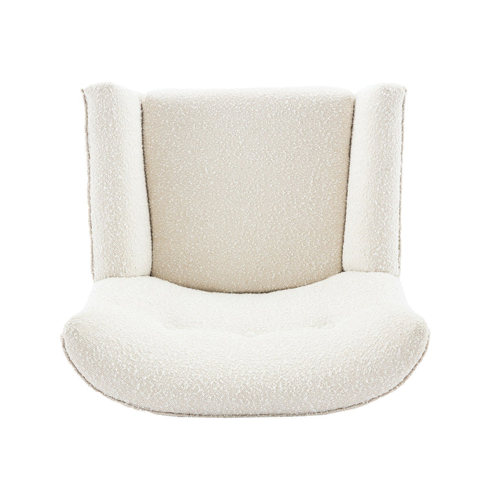 Ergonomic Accent Chair With Button Tufted Design And Rubber Wood Legs - Almond