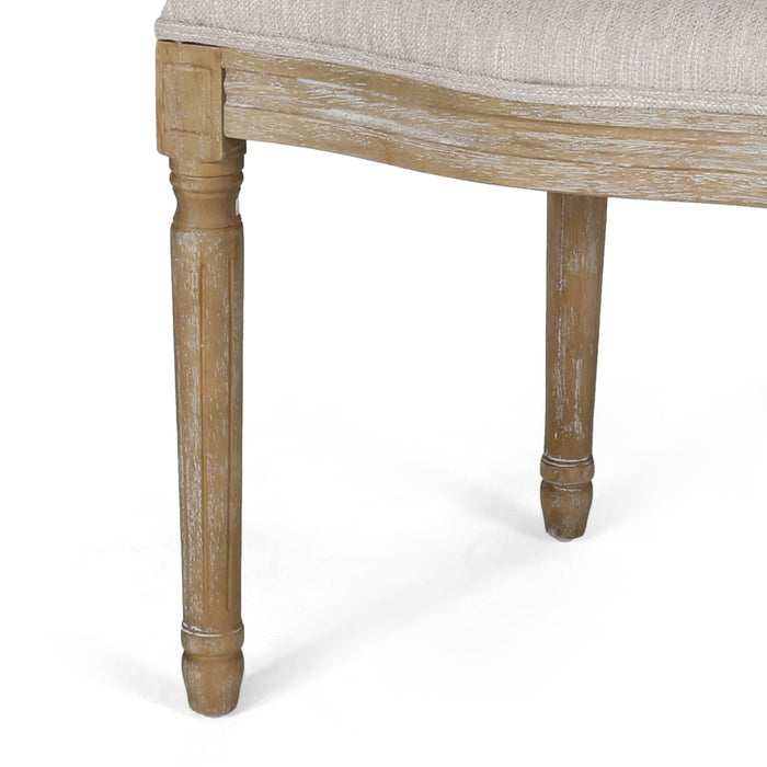 Elegant Dining Chair Set With Cane And Fabric Upholstery
