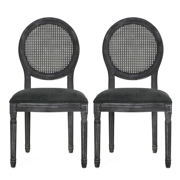 French Country Dining Chair With Cane Backrest (Set of 2)