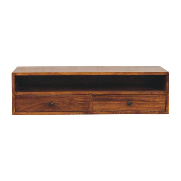 Lunar - 2 Drawer Wall Mounted Media Unit - Brown