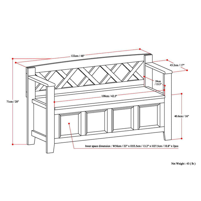 Amherst - Compact Entryway Storage Bench