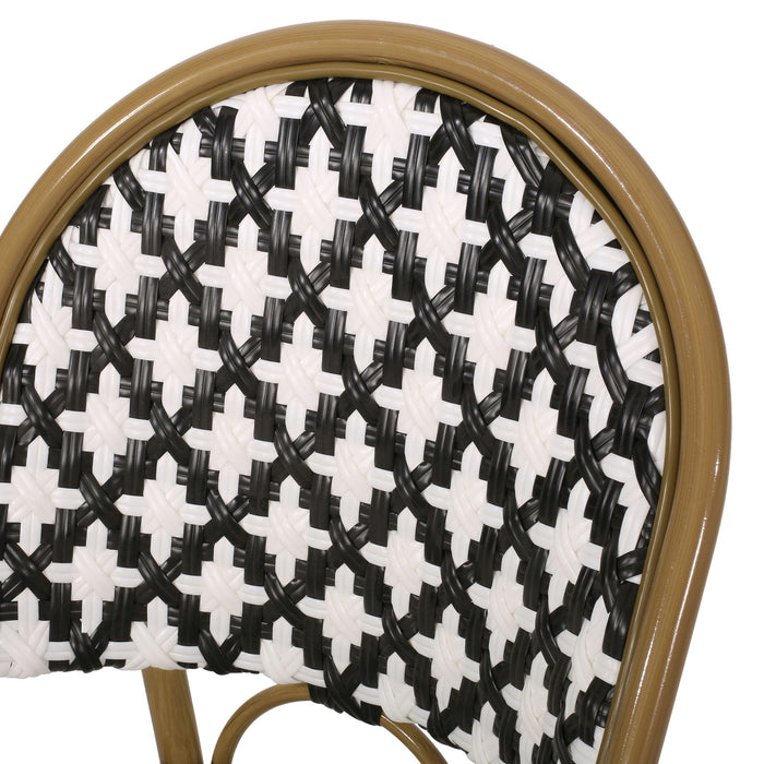 Chic French Bistro Chair With Durable Rattan And Aluminum Frame
