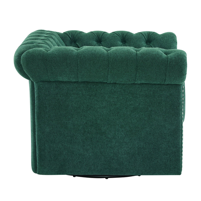 Chesterfield Style Swivel Club Chair With Button Tufted