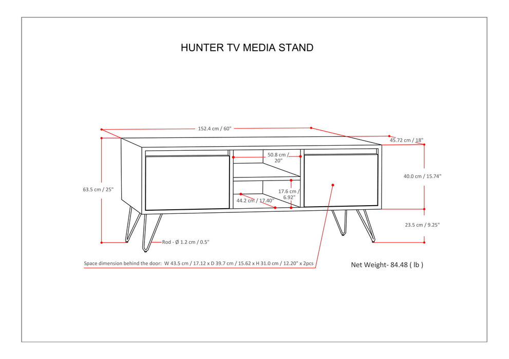 Hunter - TV Media Stand - Umber Brown Stain
