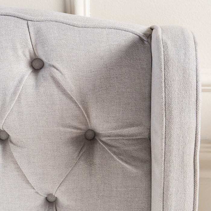 Twilight Fully Upholstered Fabric Wingback Queen Bed - Ivory