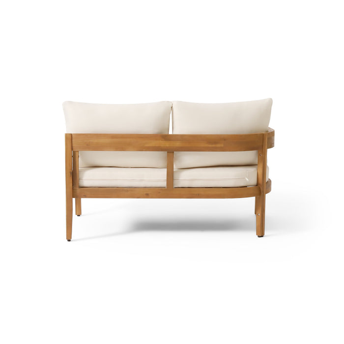 Brooklyn - Sofa Set Rounded Tuxedo Design - Teak / Beige