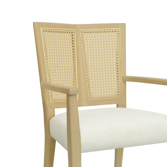 Mid Century Modern Arm Dining Chairs With Rattan Backrest