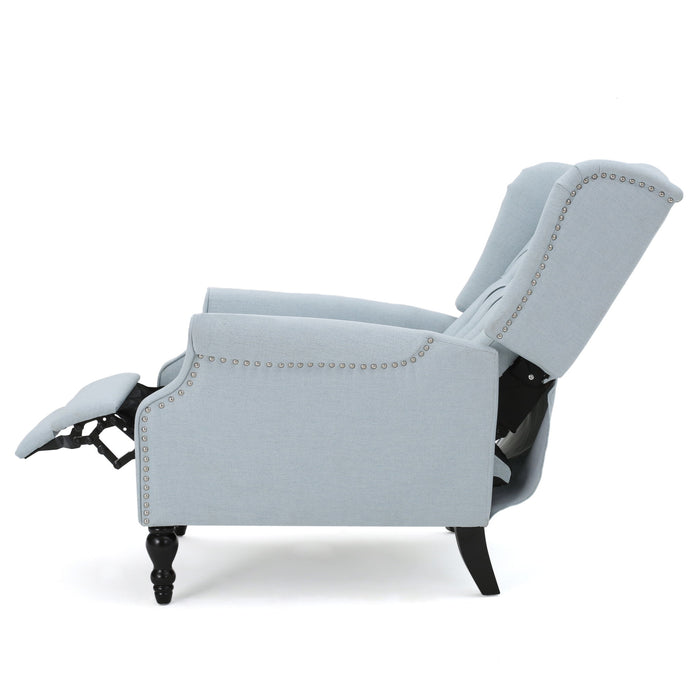 Armchair Recliner With Pushback Mechanism And Wingback Design