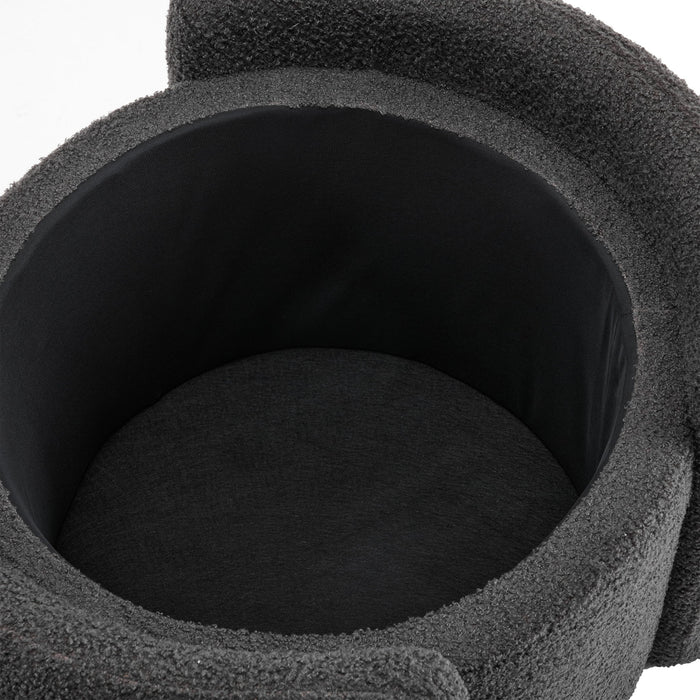 Cozy Boucle Storage Ottoman, Stylish Comfort With Hidden Storage