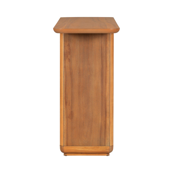 Console Table With Curved Corners And U Base Design - Natural Wood Veneer - Natural