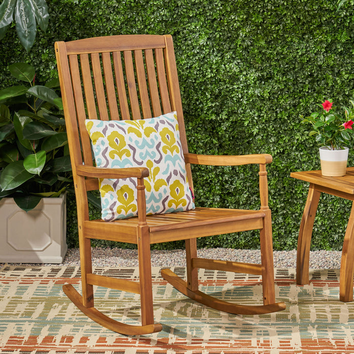 Muse - Outdoor Acacia Rocking Chair With Slat Design - Teak