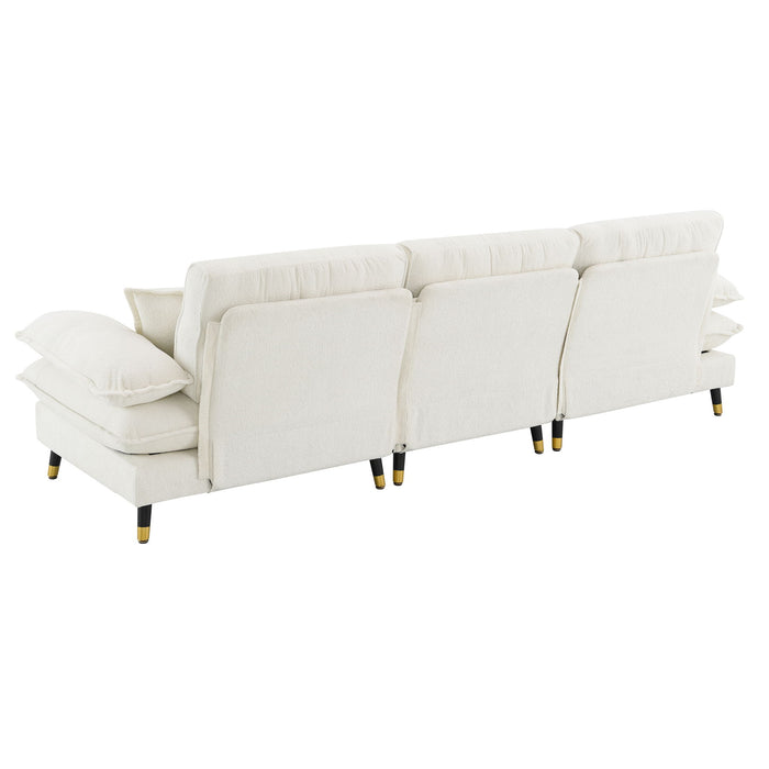 L Shaped Convertible Sectional Sofa 4 Seat Tufted Couch Set With Two Tone Adjust Legs Cloud Movable Ottoman