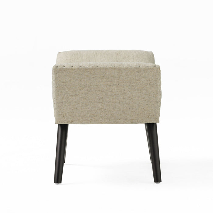 Hariata - Contemporary Fabric Tufted Ottoman Bench - Beige