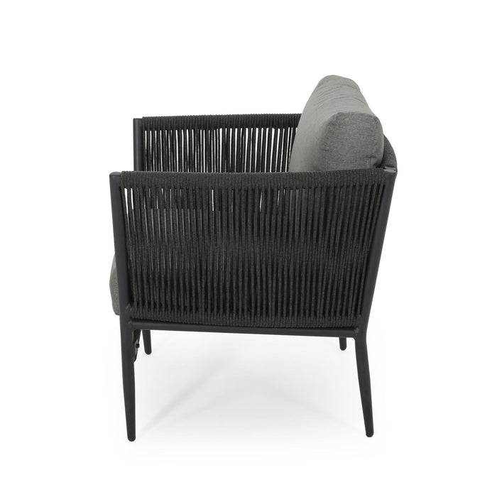 Hanford - Modern Club Chair With Woven Rope Design - Gray