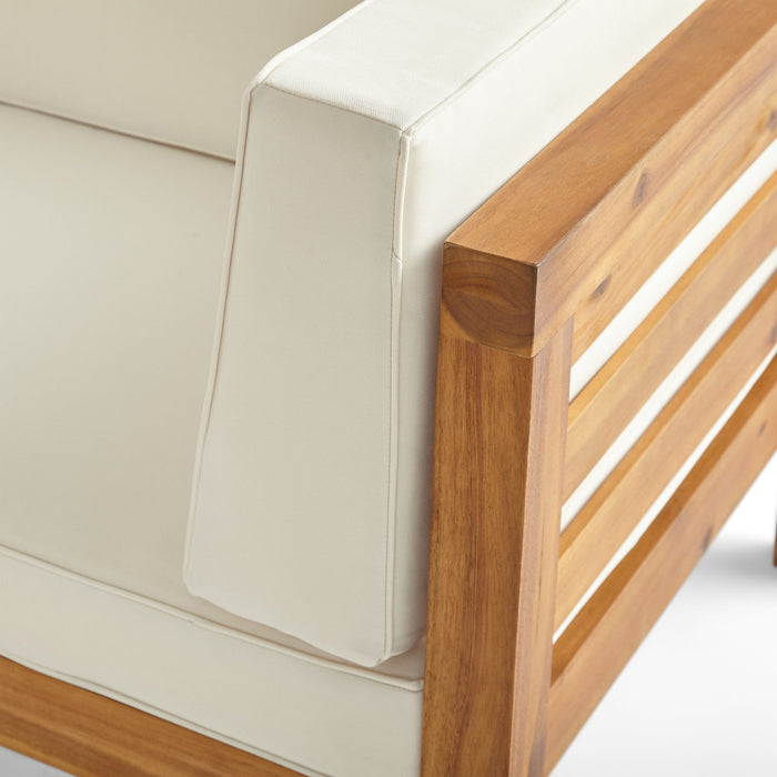 Outdoor Acacia Wood Patio Chair With Fabric Cushion