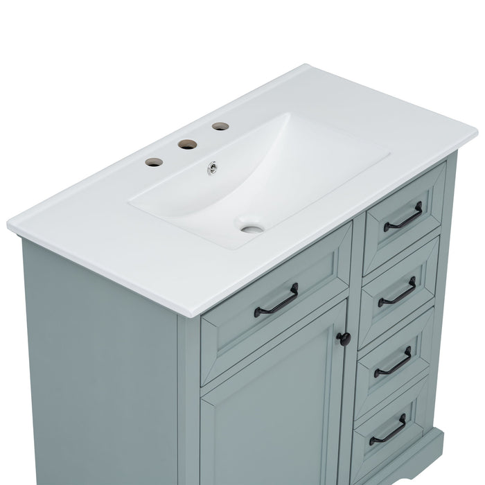 36" Bathroom Vanity With Sink, 2 Tip Out Drawers, Soft Close Hinges