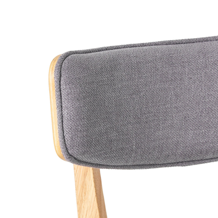 Mid Century Fabric Dining Chairs With Natural Oak (Set of 2) - Dark Gray