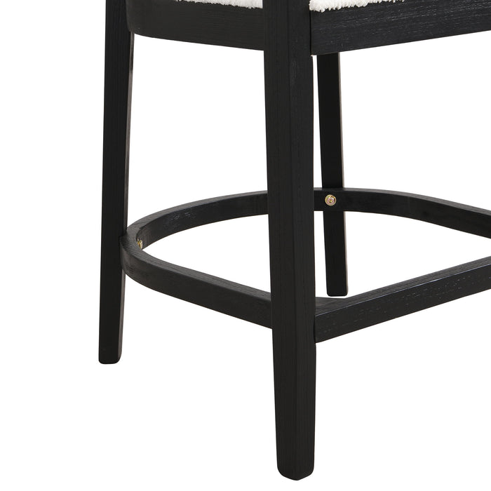 Modern Rubberwood Counter Stool Set With Upholstered Seats