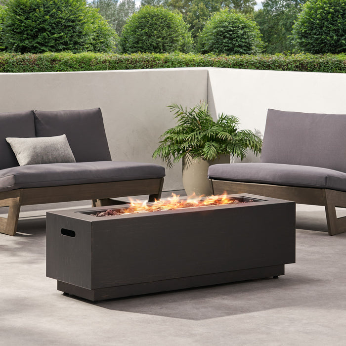 Modern Rectangular Iron Fire Pit 50,000 Btu