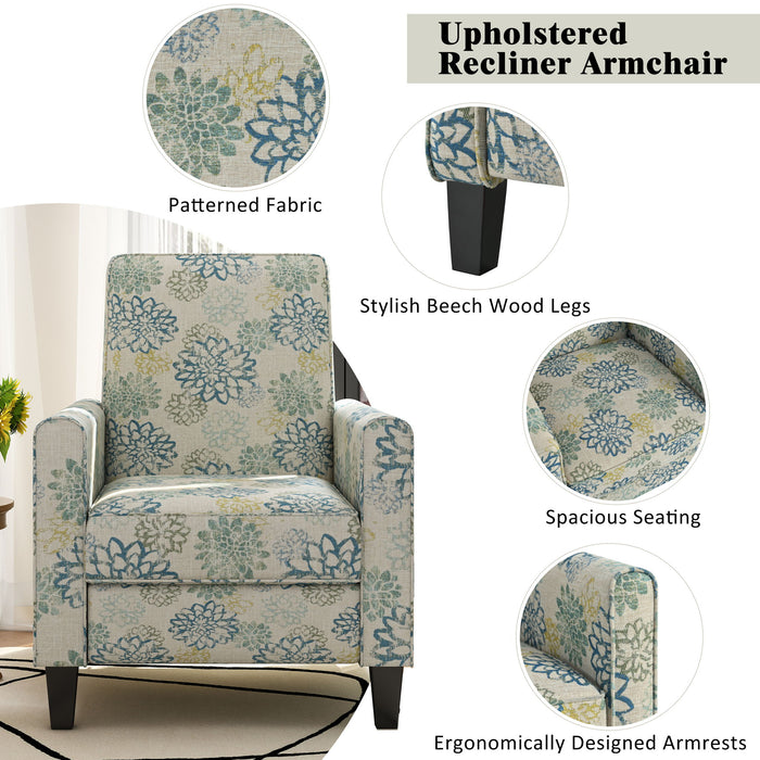 Push Back Upholstered Recliner Armchair