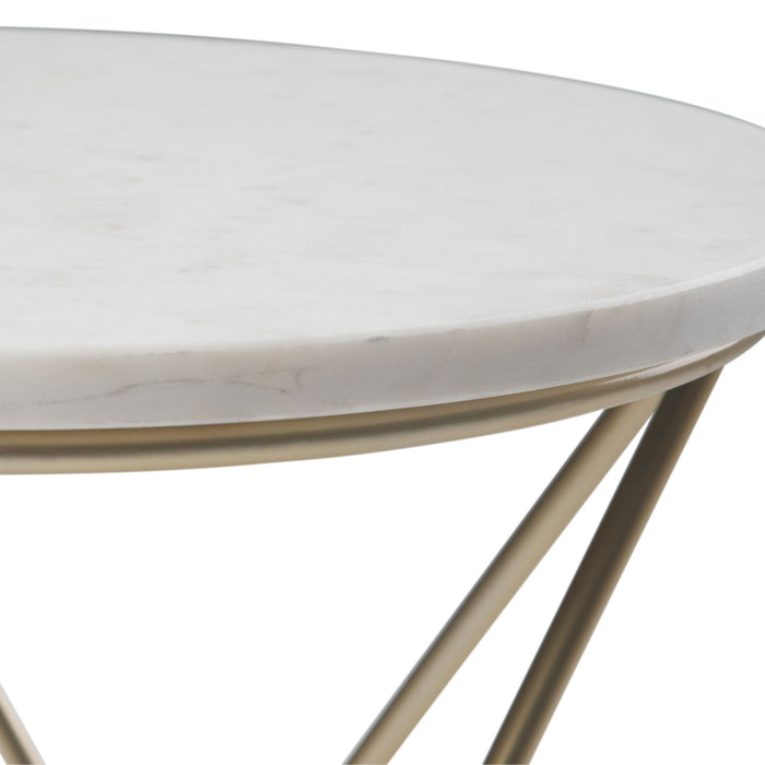 Gabon - Accent Table - White / Gold