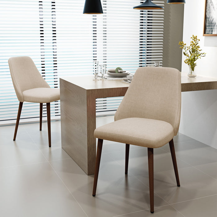 Modern Dining Chair With Iron Legs And Wood Finish