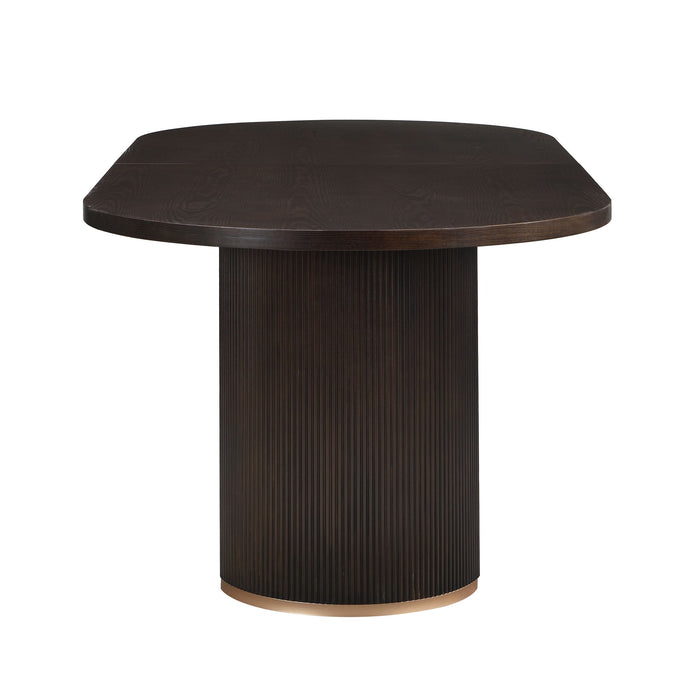 Modern Rustic Oval Dining Table Double Pedestal - Espresso